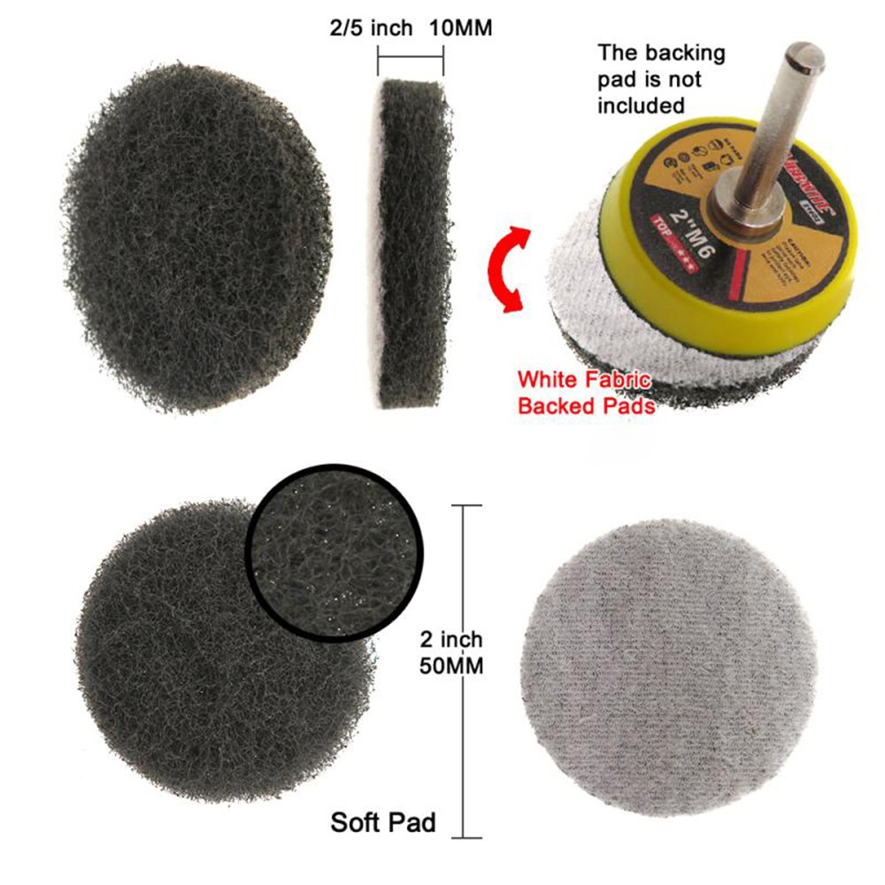 Scouring Pads Ø 50mm 2″ Sanding Discs Hook & Loop Polishing Grit 240# 400# 800#