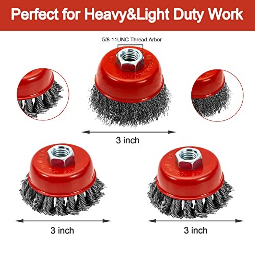 4 1/2″ Angle Grinder Wire Wheel Set – 4 Inch & 3 Inch Knotted Coarse Crimped