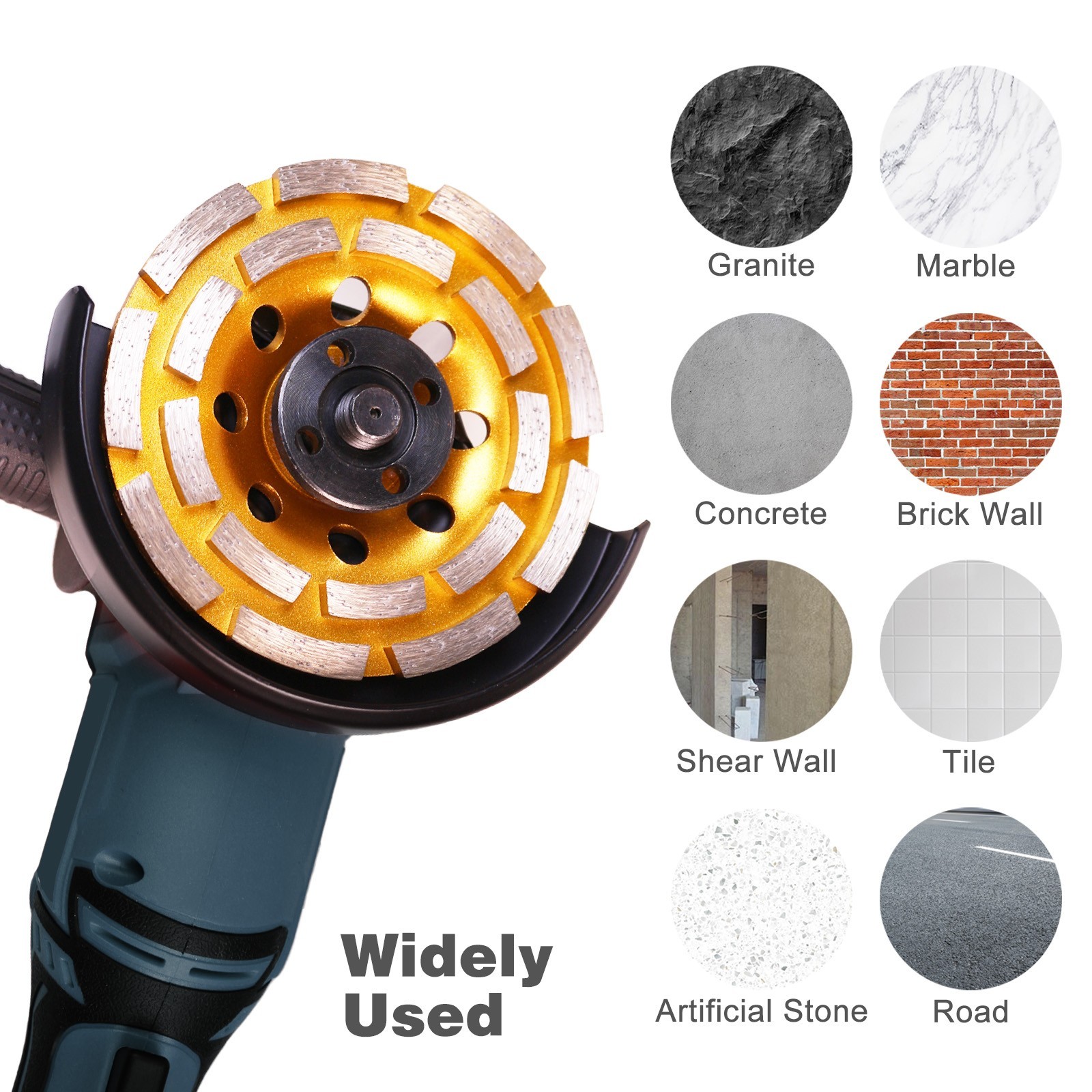 4PC 4-1/2″ Diamond Cup Grinding Wheels Double Row Concrete 18 seg Angle Grinder