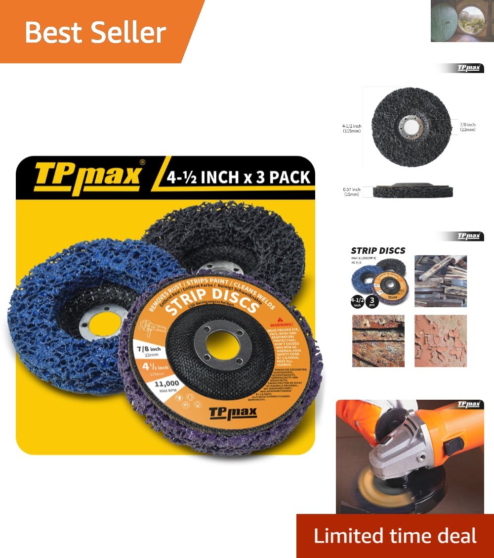 High-Quality 4.5″ Stripping Discs – Fast Rust Removal, 3 Pack for Angle Grinders