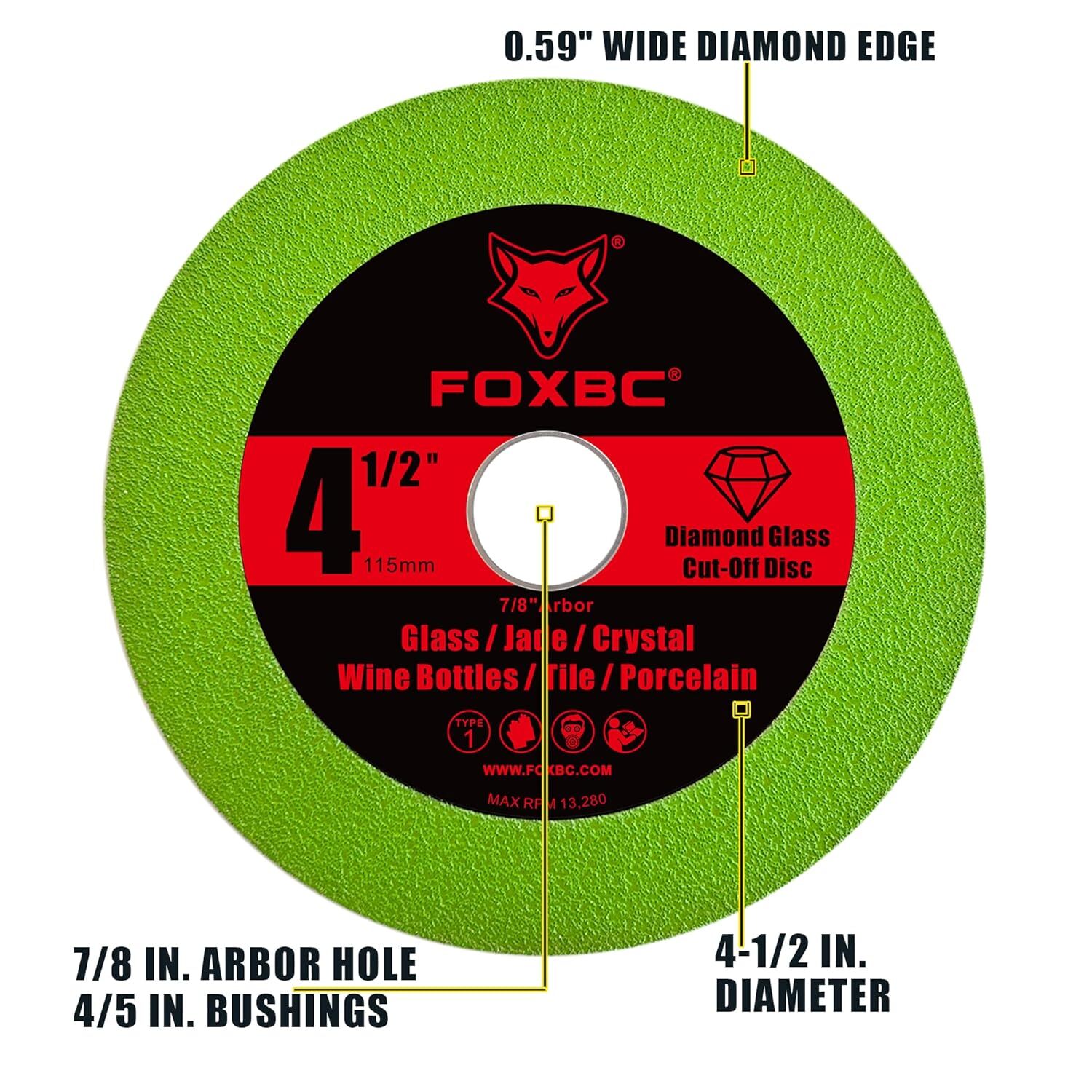 Glass Cutting Disc , 4-1/2 Inch Diamond Cut Off Wheel, 7/8″ Arbor – 3 Pack