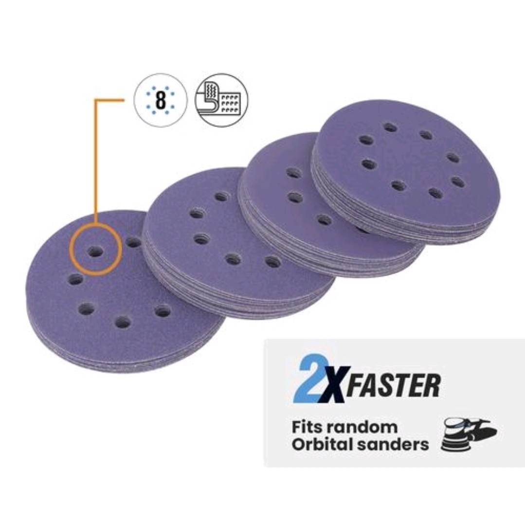 SPYDER 50 Count 5″ Hook & Loop Ceramic Sanding Discs 60/80/120/180 Grits