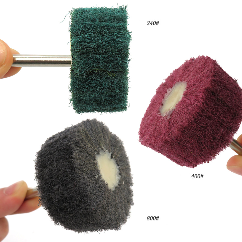 2″ Scouring Pad Abrasive Wheels Polishing Buffing Mop 6mm Shank Grit 240 400 800