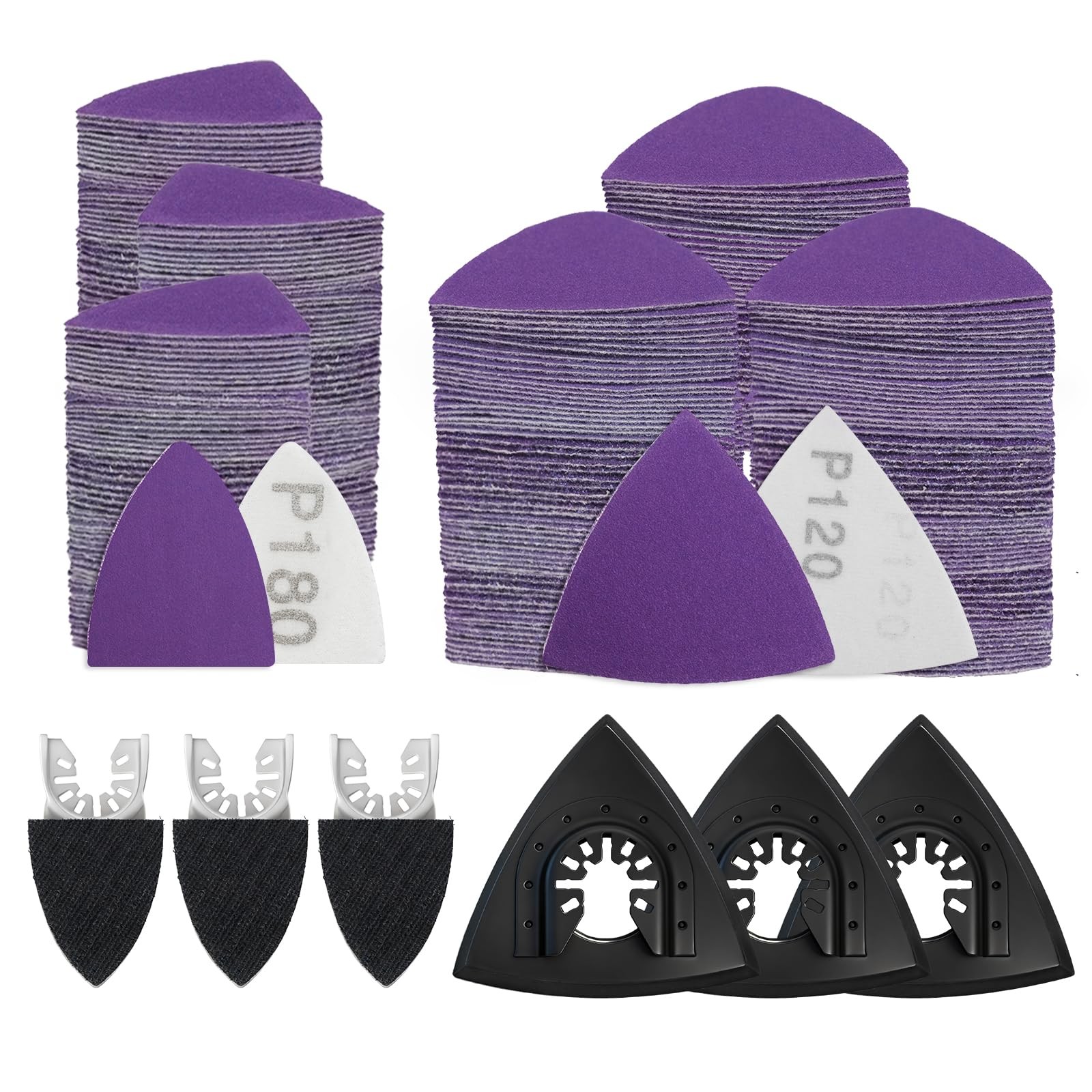 Upgraded 266CS Zirconia Oscillating Tool Sanding Kit with 3 Triangle & 3 Fing…