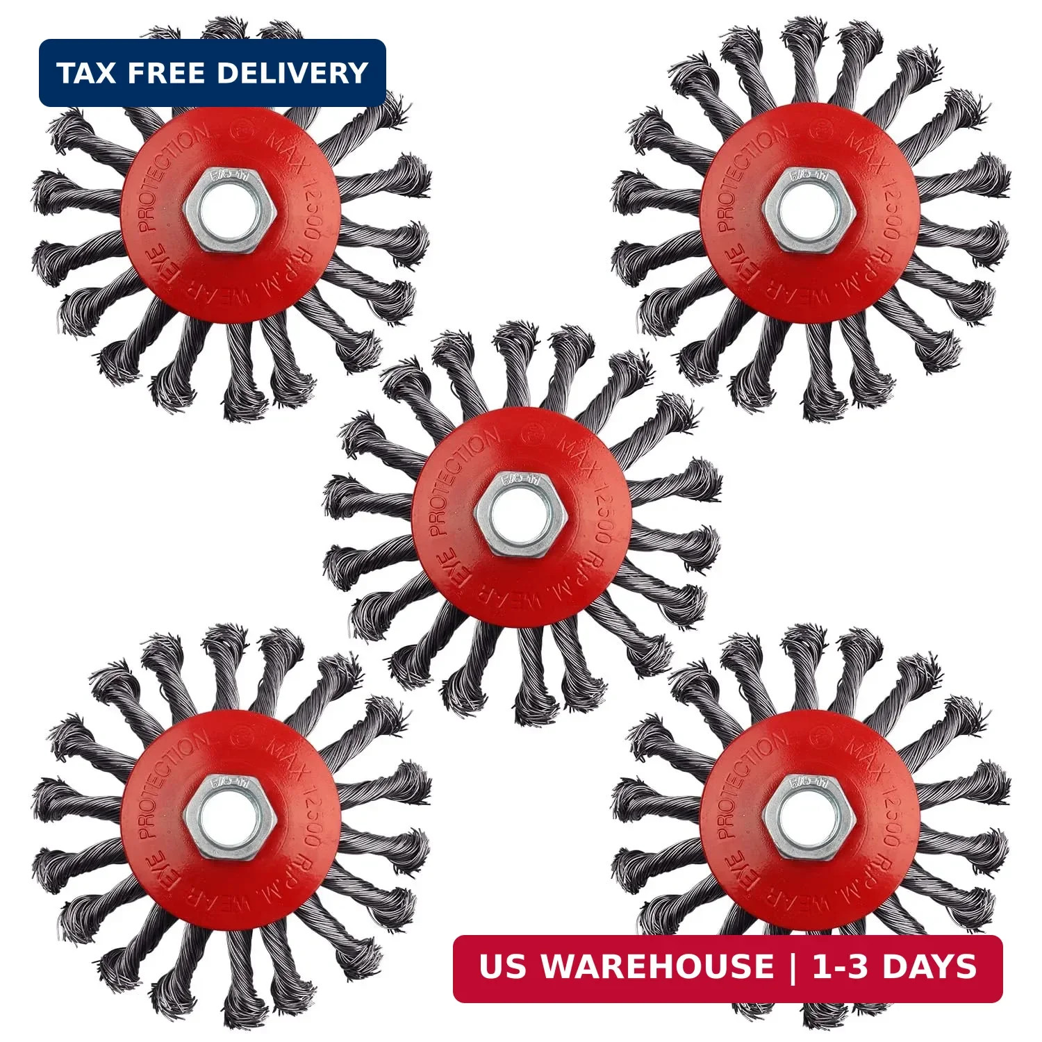 Wire Wheel for 4 1/2 Angle Grinder, 5 Pack 4.5 Inch Twist Knotted Wire Brush for