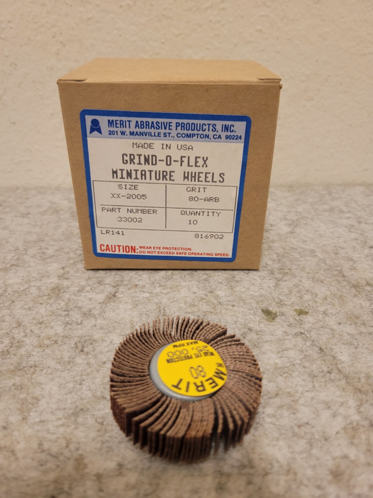 MERIT Miniature Flap Grinding Wheel 80 GRIT GRIND-O-FLEX THREAD 33002 Box Of 10