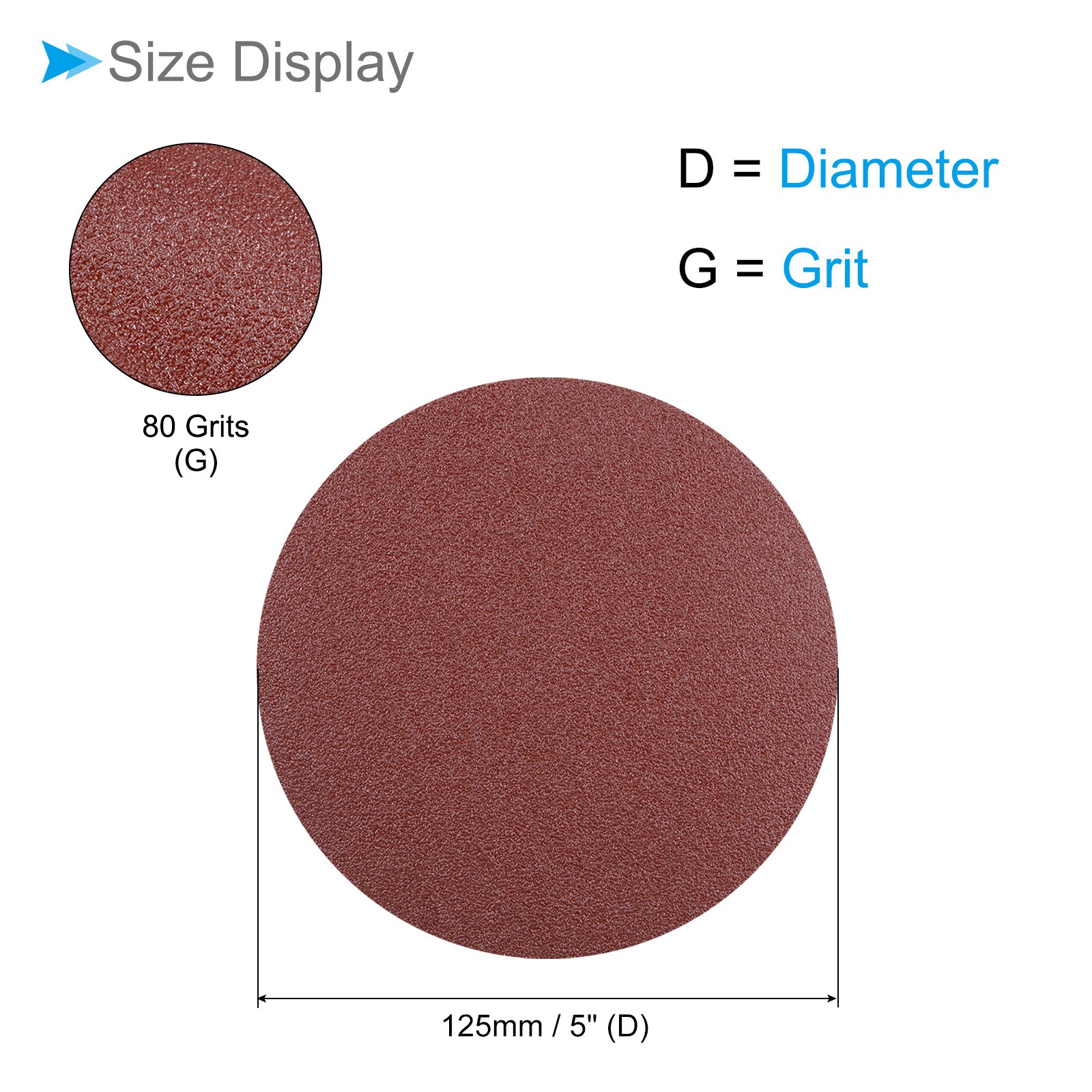 10pcs PSA Sanding Discs 5 Inch Dia 80 Grits Self Adhesive Sticky-Back Sandpaper