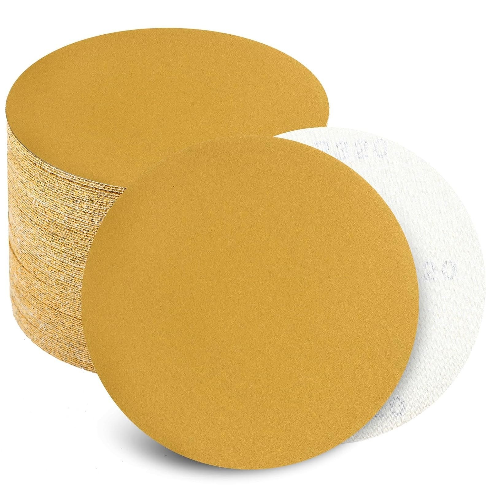 6 Inch Sanding Discs No Hole – 100 Pack, 80 to 400 Grit for Wood & Metal