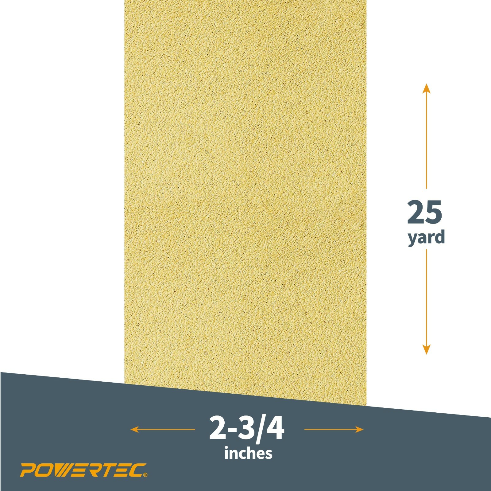 POWERTEC 320 Grit Gold 2-3/4″ Longboard by 25 Yards AO Sanding Paper (4RA1132)