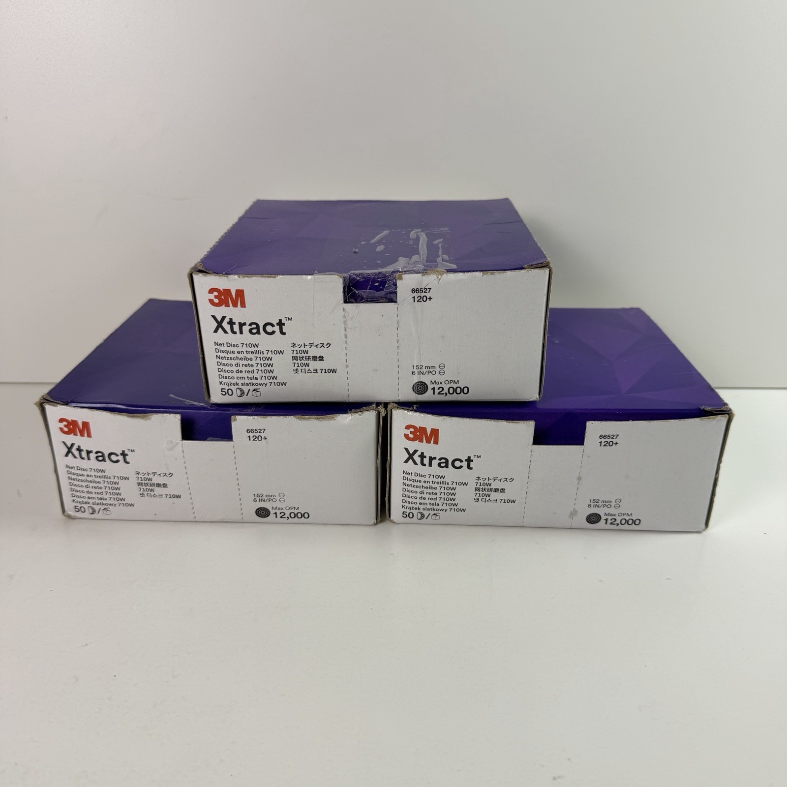 x3 3M Xtract Net Disc 710W 120+ 6″ Die 600Z Pack of 50 Hook and Loop Sanding