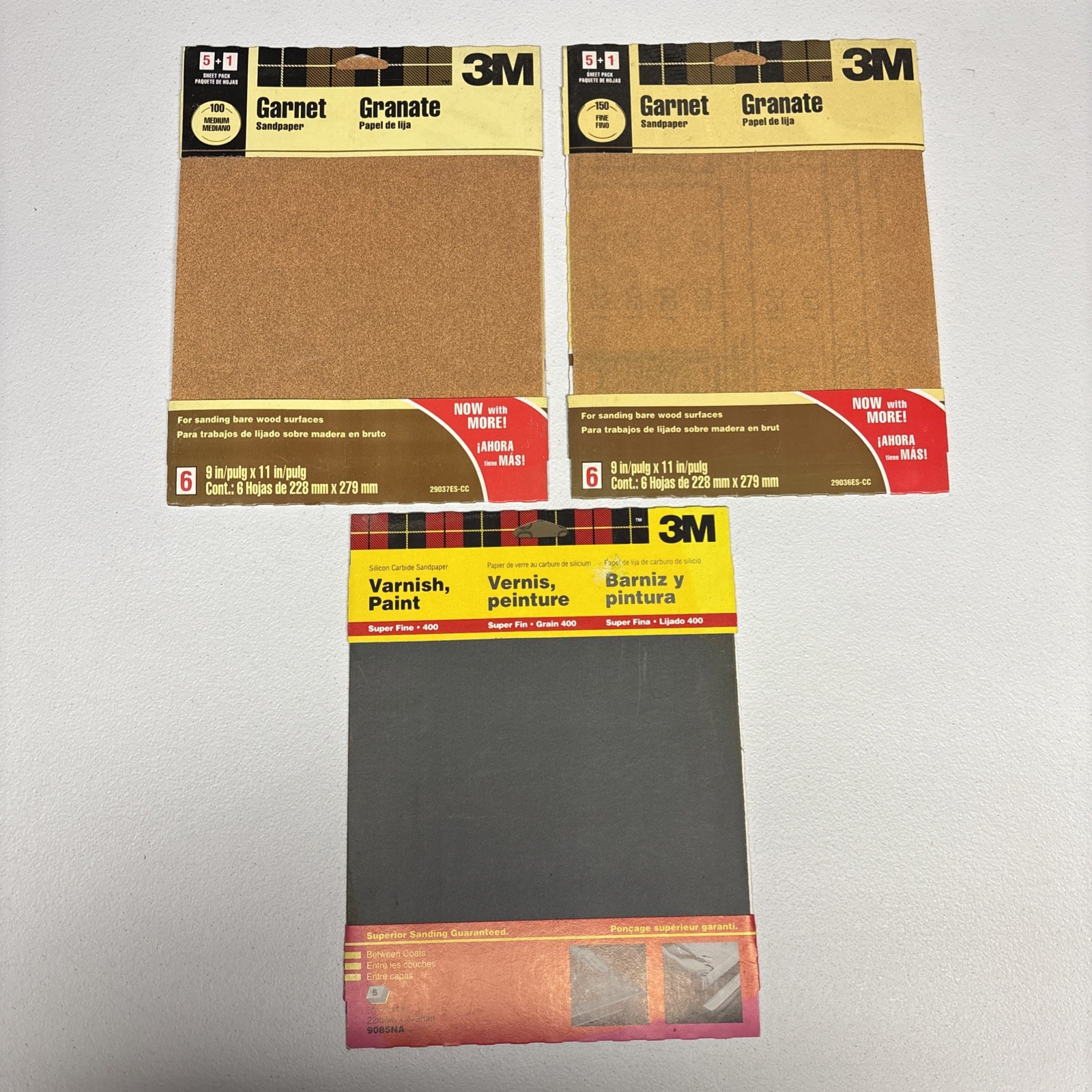 3M 9 Inch X 11 Inch Sand Paper Lot Of 3