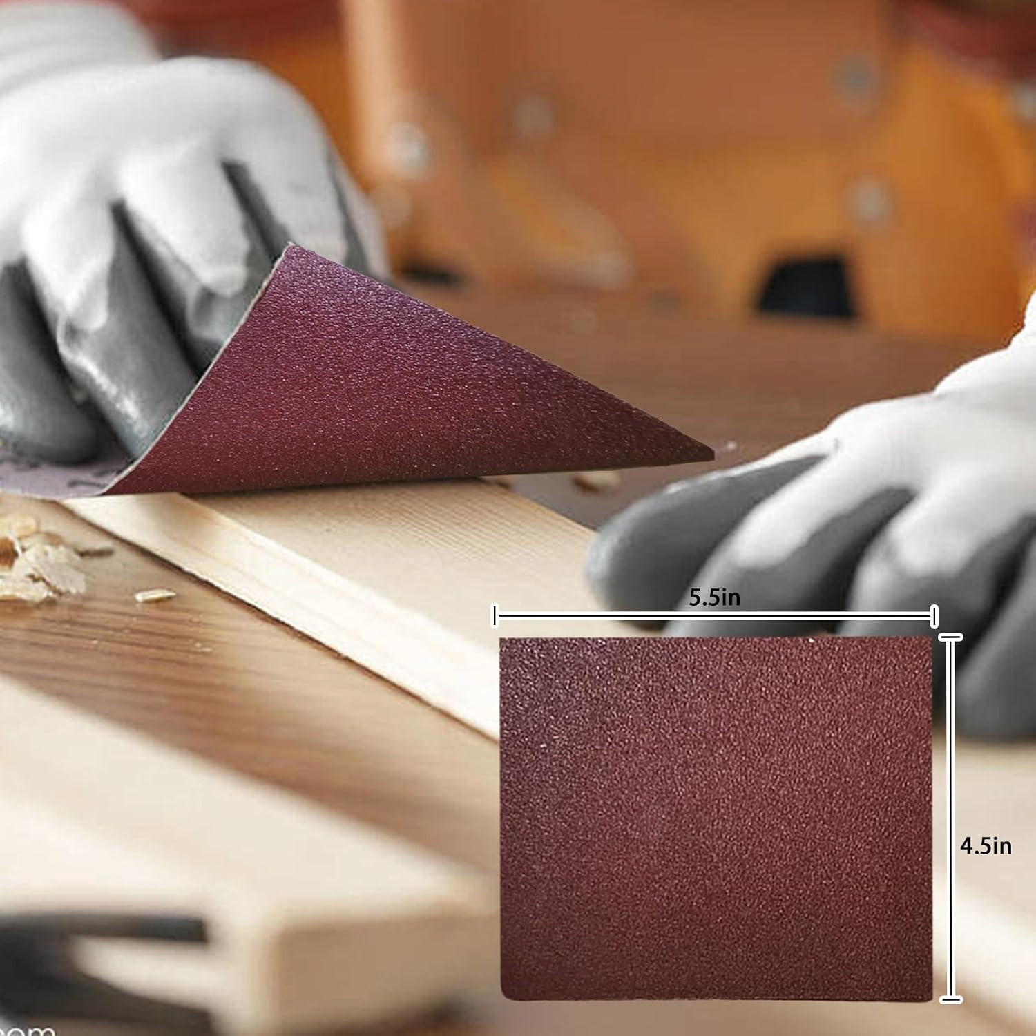 50 Pcs 1/4 Sheet Sandpaper for Palm Sander, 5.5″ X 4.5″ Premium Sand Paper 80/12