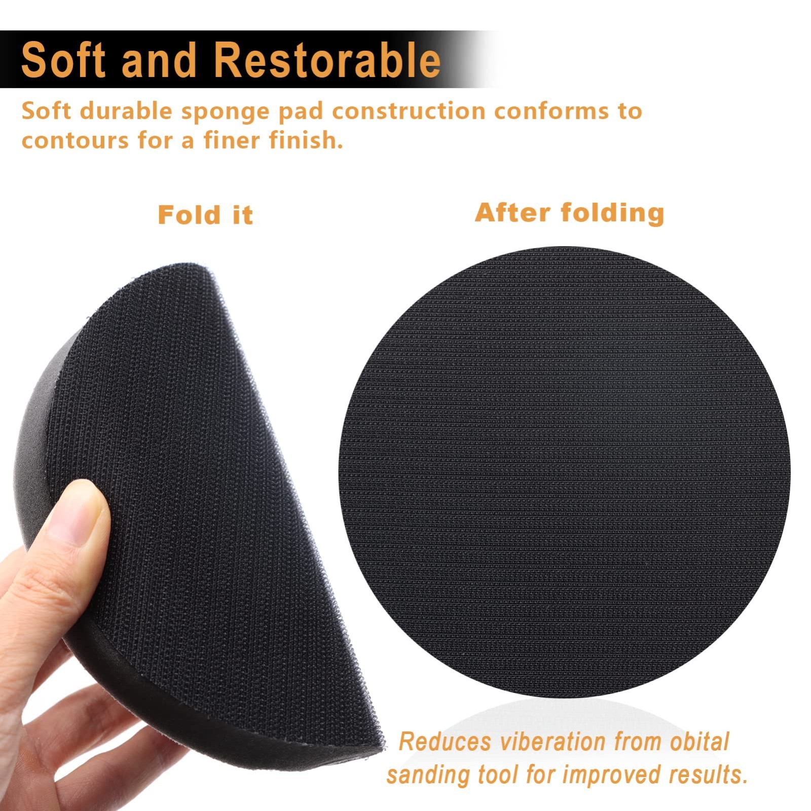 3 Pack 6″ Hook & Loop Foam Sanding Interface Pads – Soft Density Cushion for Orb