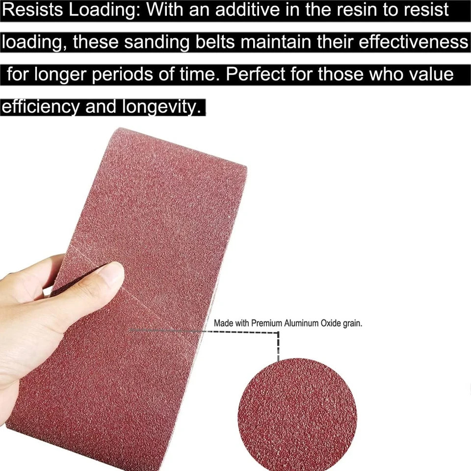 15 PCS 4″ X 21″ Premium Sanding Belts – 5 Each of 40 80 120 Grit Aluminum Oxide