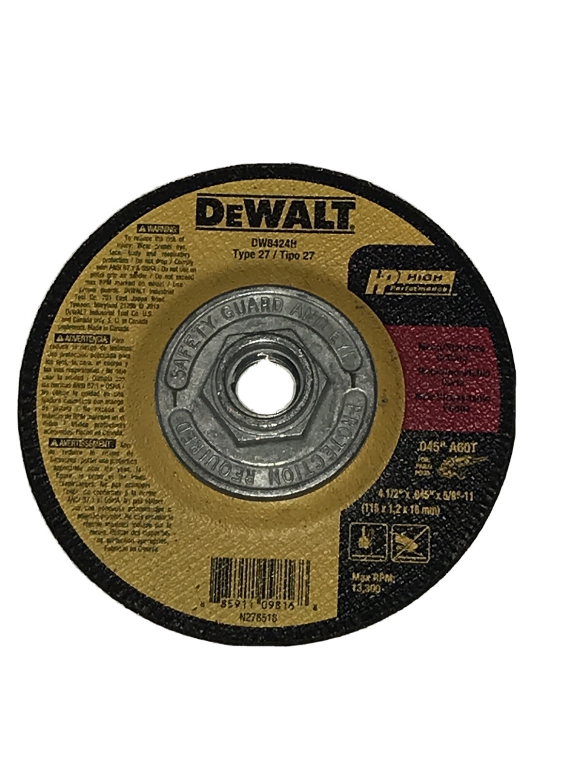 10 PACK – DeWalt DW8424H 4-1/2″ x .045″ x 5/8″-11 Metal/Stainless (CP1002484)