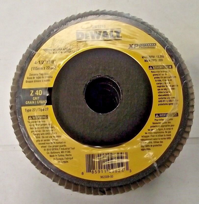 DeWalt DW8210 4-1/2″ x 7/8″ Z40 Grit T27 WB Flap Disc 5pcs.