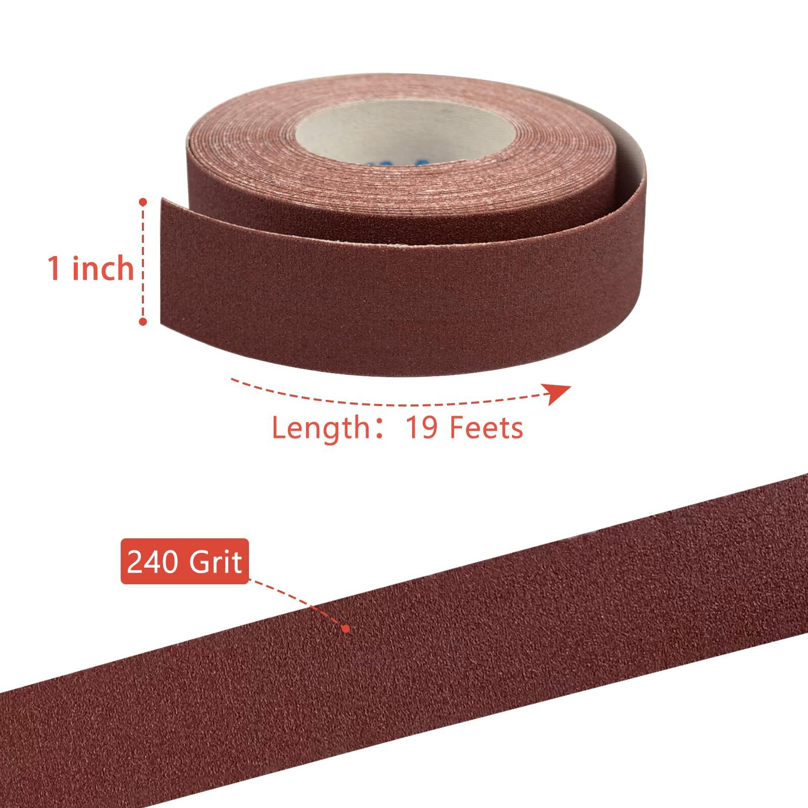 1 Inch x 19Ft Emery Cloth Sandpaper Roll for Wood Furniture Metal Automotive