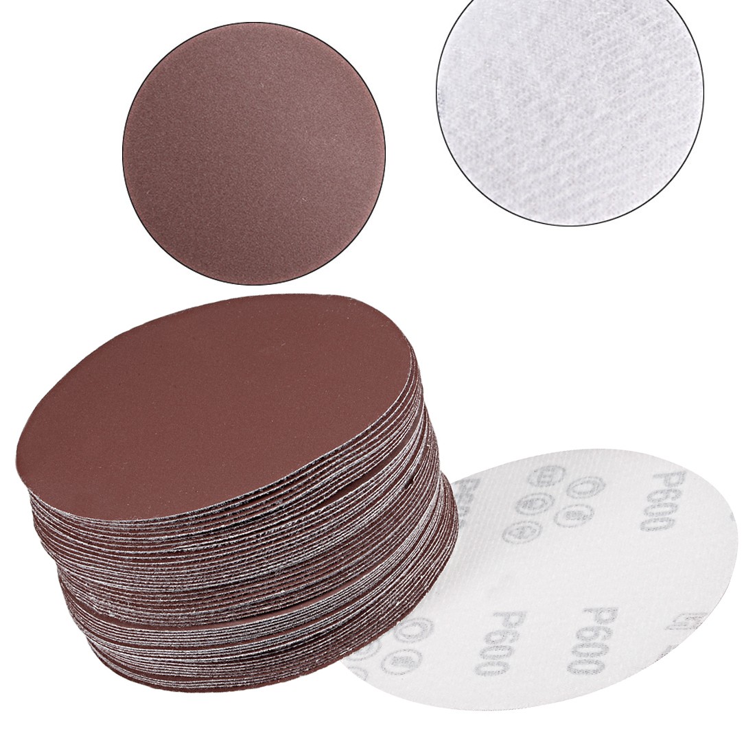 5 Inch Hook and Loop Sanding Disc 600 Grits Flocking Sandpaper 50Pcs