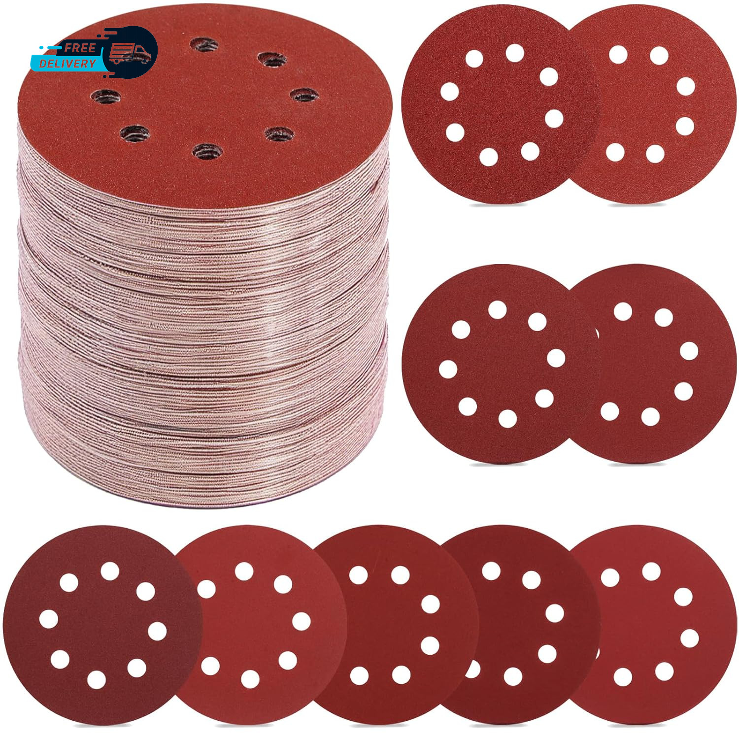 70 PCS 5 Inch Sanding Discs 40 80 120 180 240 320 400 600 800 Grit Hook