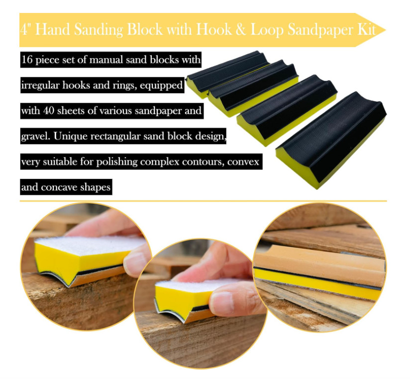 Sanding Block Kit 7 Pieces – Flexible EVA Foam Wet or Dry Auto Body Hand Sanding
