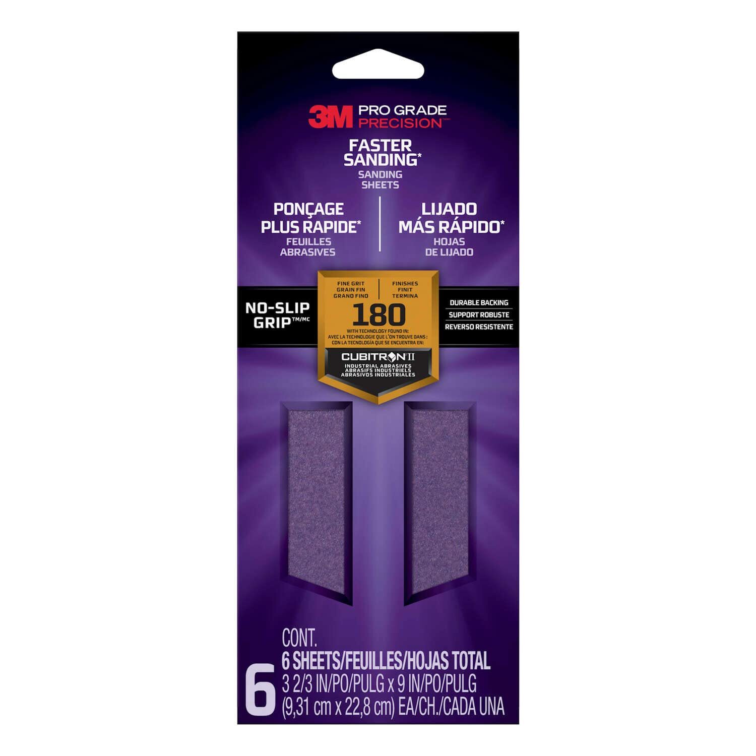 3M Pro Grade 60-Grit Coarse Faster Sanding, No-Slip Grip Sheets (6-Sheets/Pack)