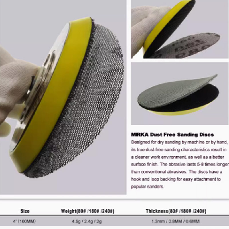 4″ 100mm Mesh Dust-free Sanding Discs Hook and Loop Sandpaper 80/180/240 Grit