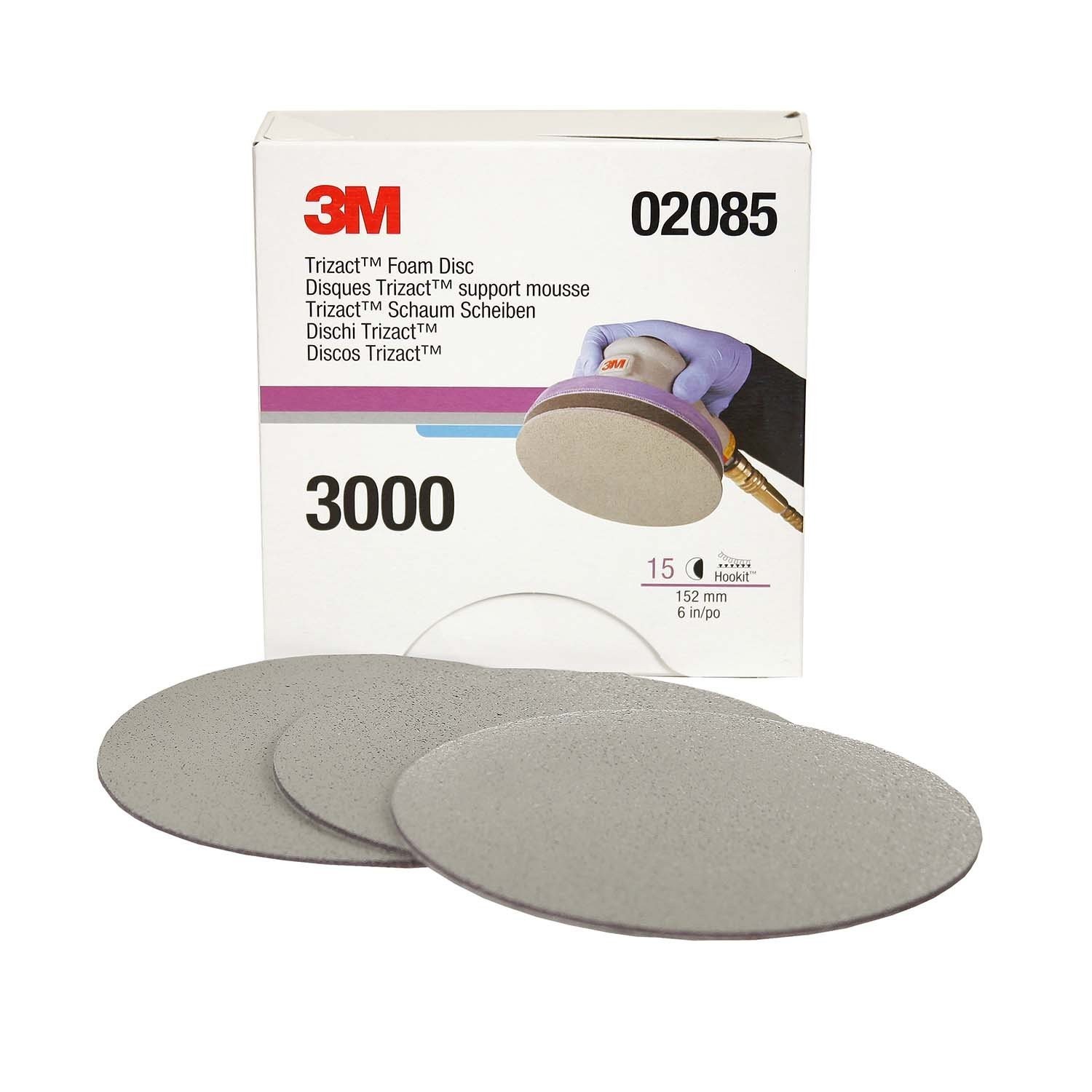 3M Trizact Hookit Foam Disc P3000 3 in 15pc Carton 02087 Foam Discs New