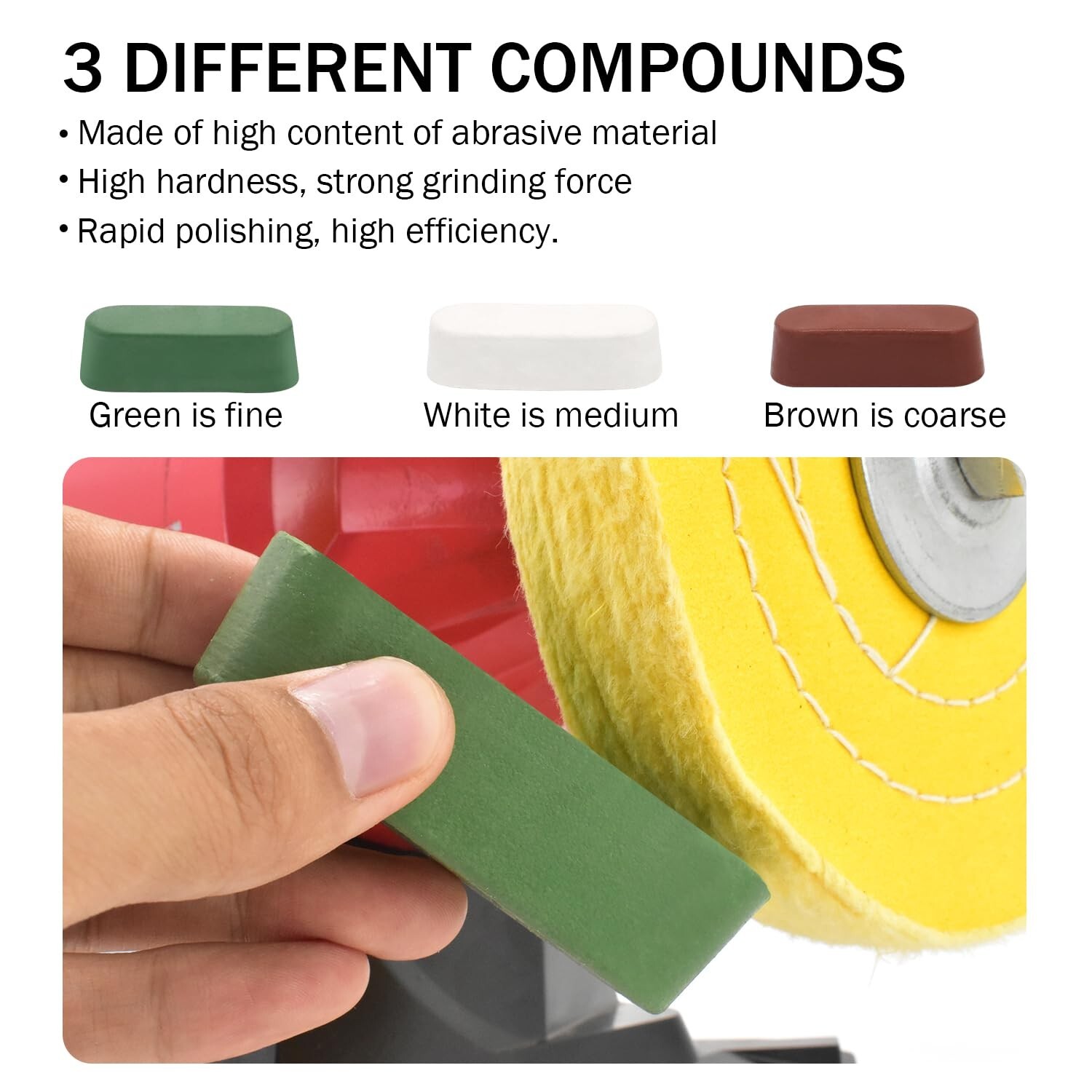 Cotton Buffing Wheels 6-Inch with 7.4oz Polishing Compound for All Surfaces