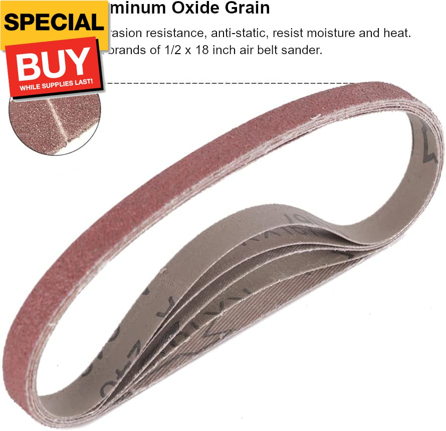 1/2 Inch x 18 Inch Sanding Belts, 8 Each of 60/80/120/180/240 Grits, Belt Sander