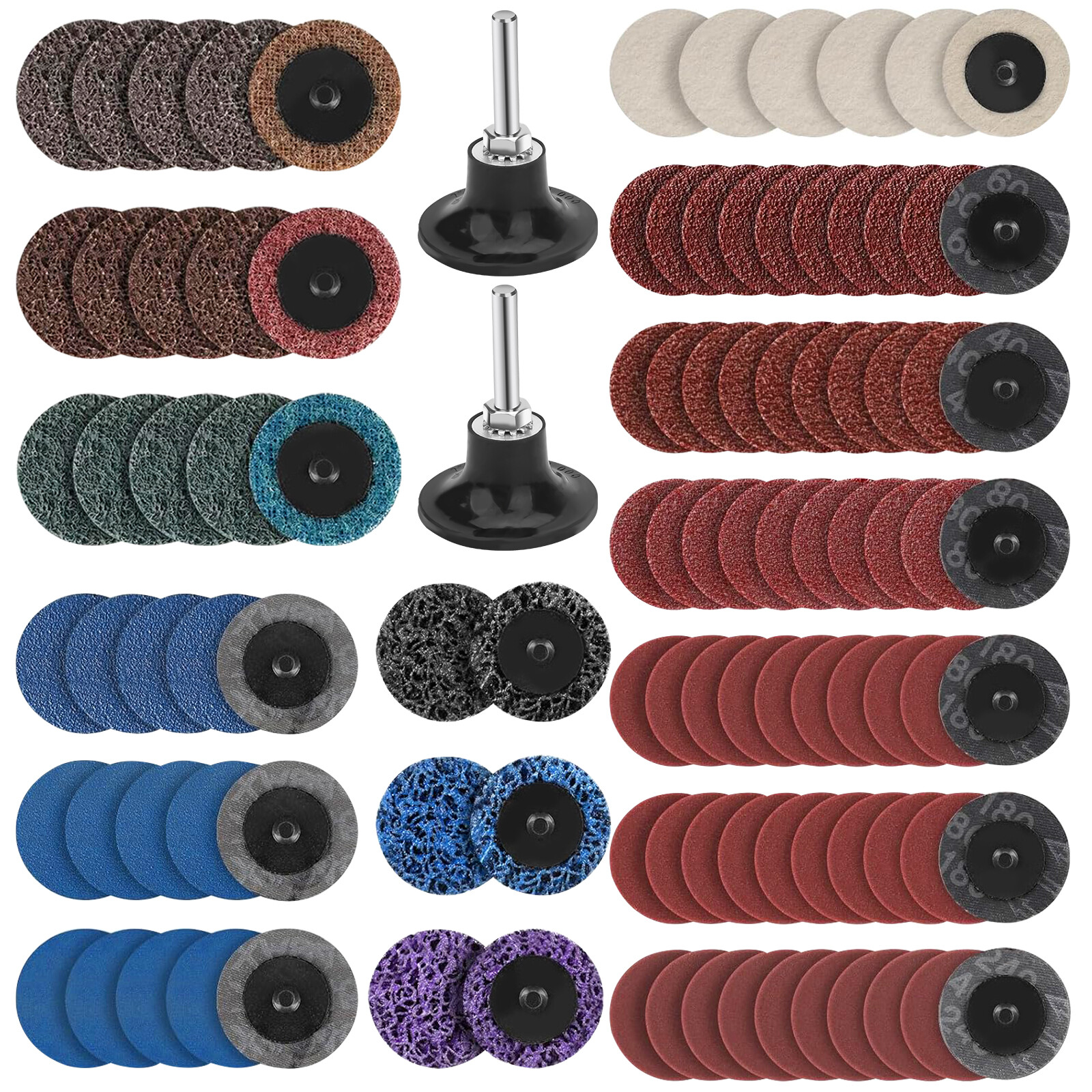104x 2″ Roll Lock Sanding Discs Die Grinder Quick Change Disc Set W/ 1/4 Holder