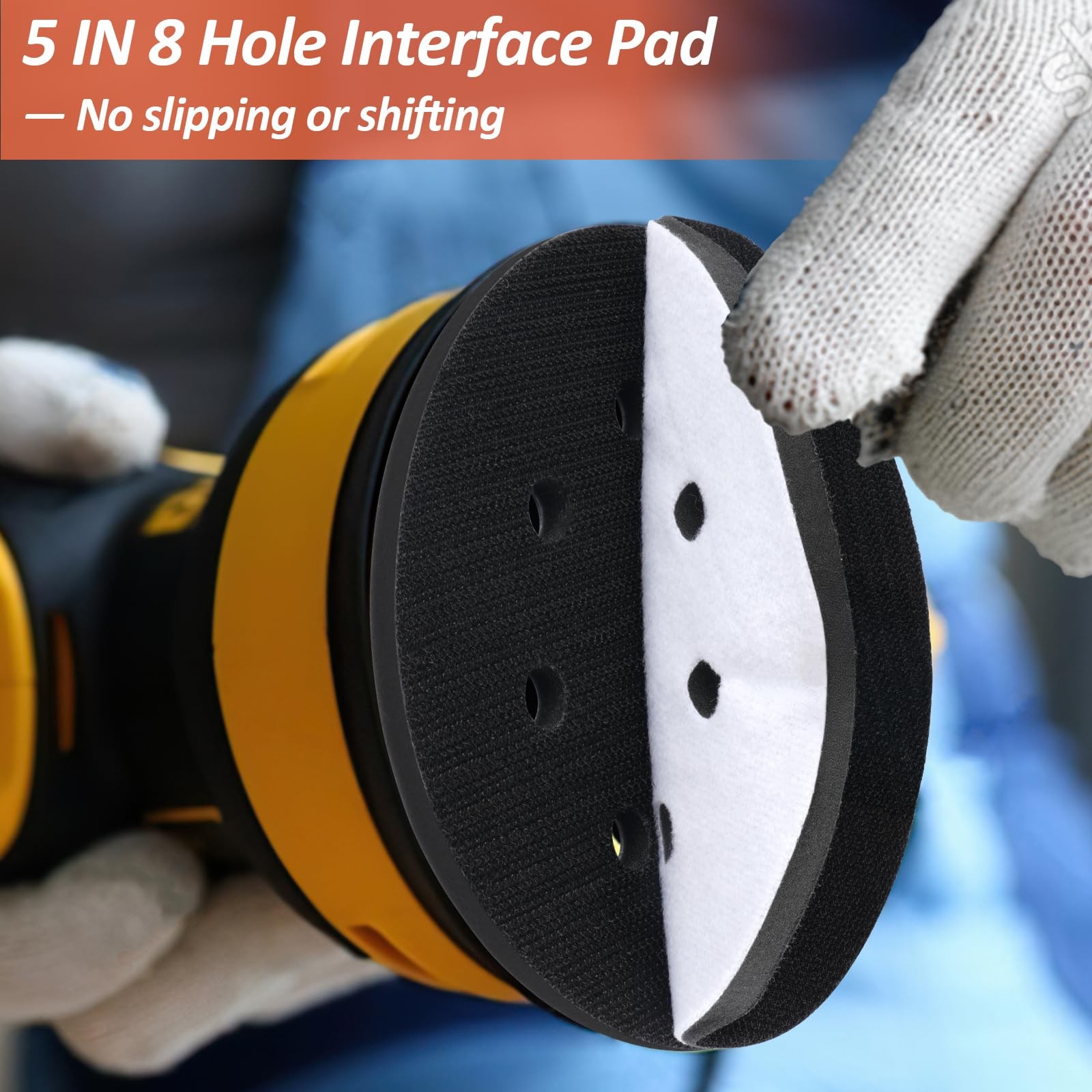 Pack 5 Inch 8 Holes Foam Sanding Pads Soft Density Interface Pad Hook and Loop