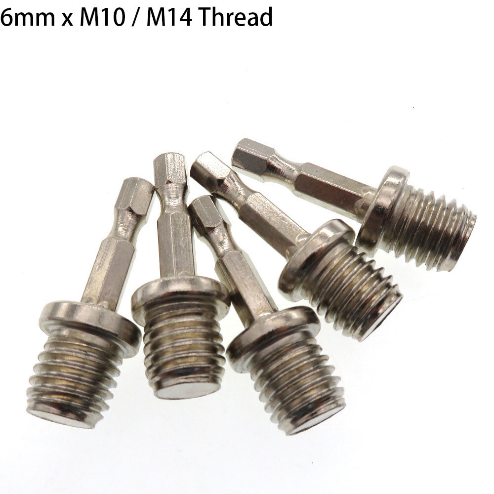 M10 M14 Thread to Power Drill Adapter 1/4″ Hex Shank for Backing Pads Polishing