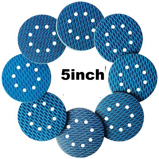 SATC 100PCS 5″(125mm) Blue Diamond Shape Sanding Discs 8-Hole 120# for Polishing