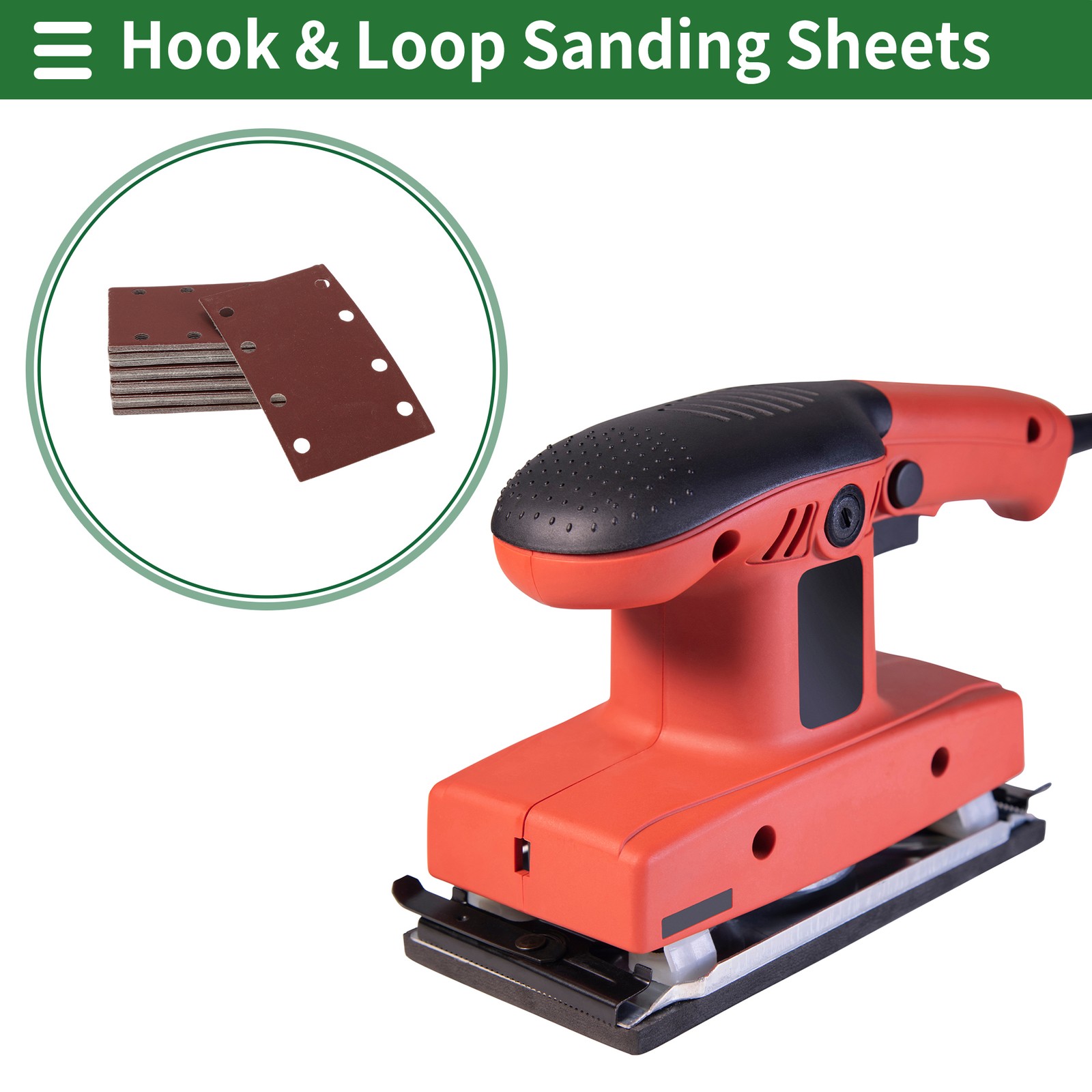 Sandpaper 8 Hole 800 Grit Hook and Loop Sanding Sheets Aluminum Oxide Red
