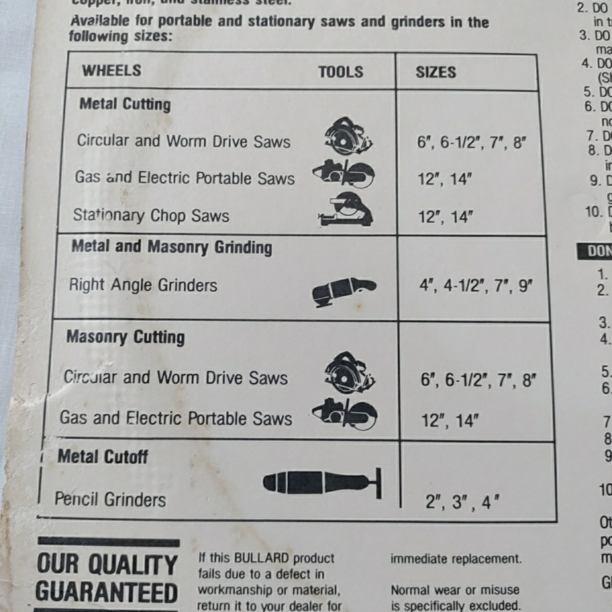 13 Bullard Abrasives Cutting Wheel 7″ Model 08703 Circular (New/Sealed) 1993
