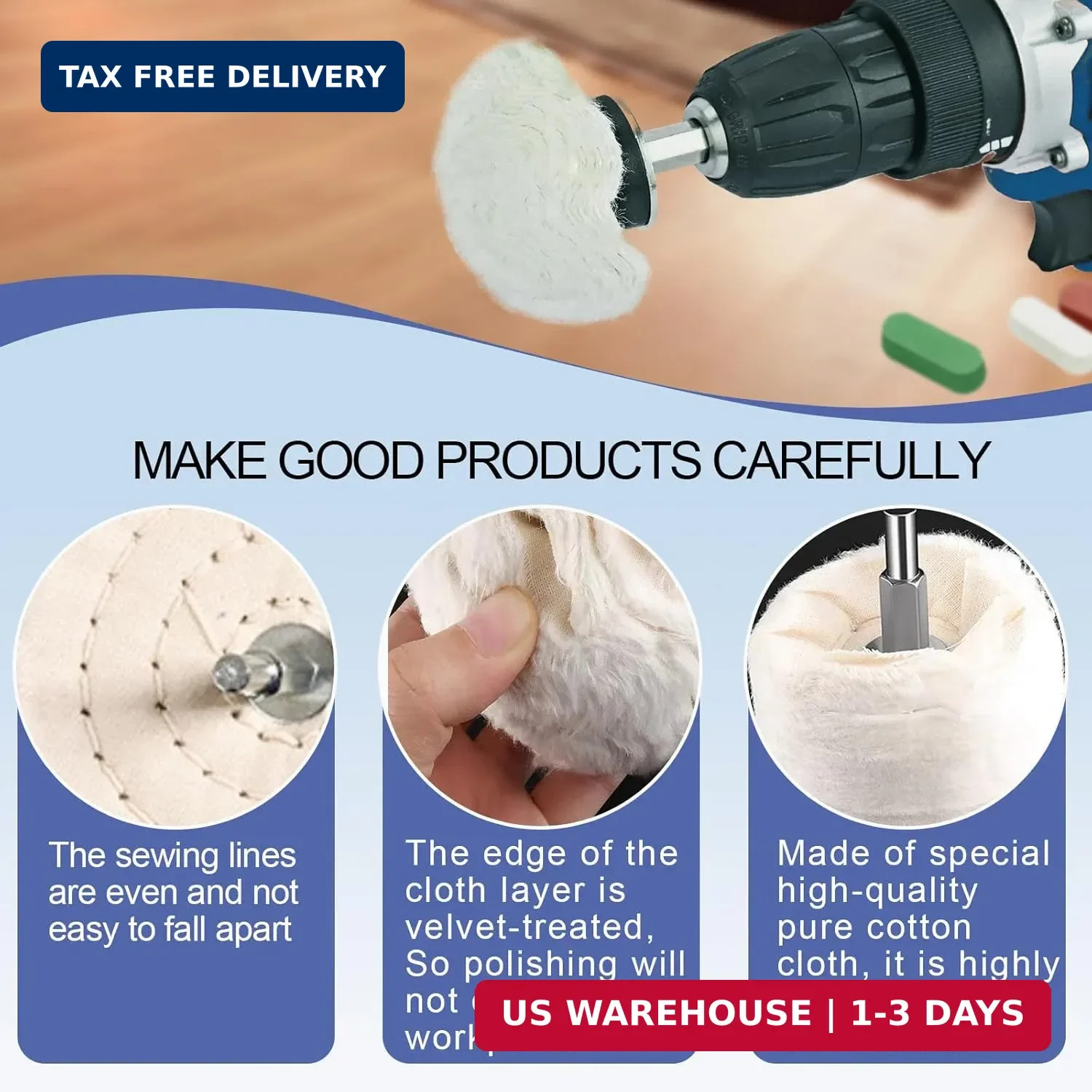 Neeki 6 Drill Buffing Wheels and 3 Polishing Compounds, Multi-Specification Whee