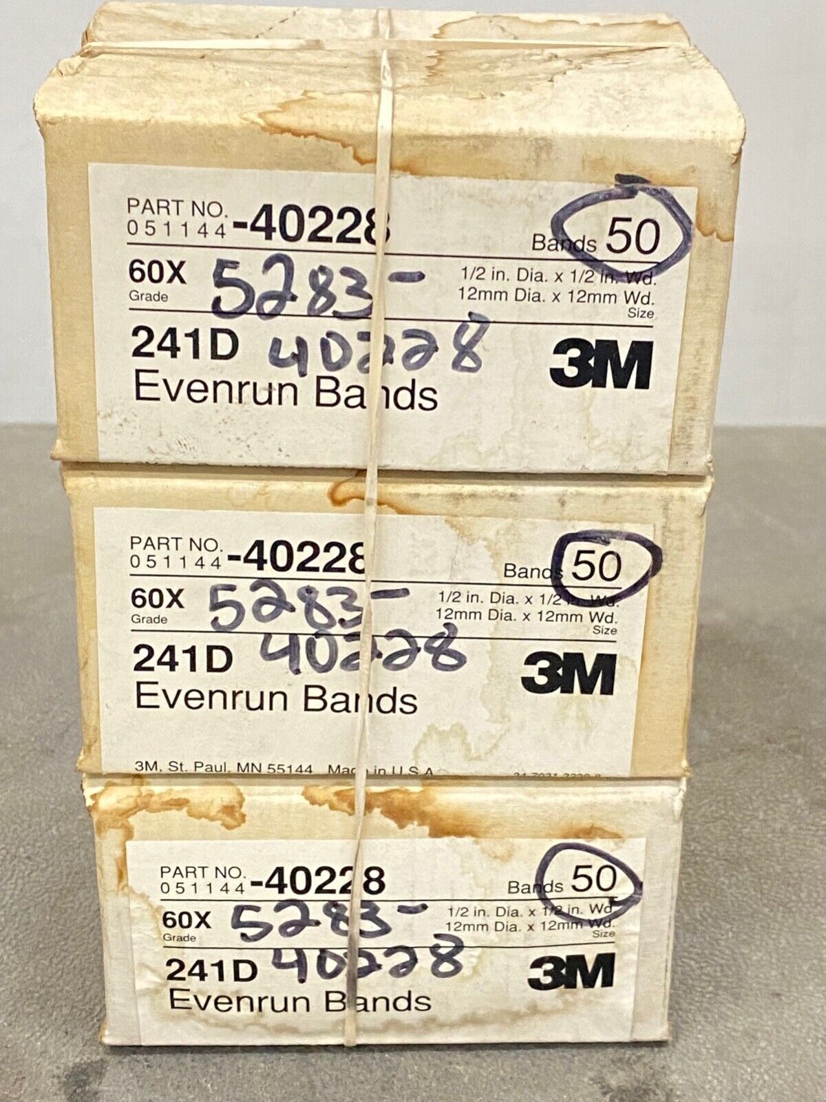 50 new 3M 241D (1/2″ x 1/2″) 60 Grit, RB Cloth Evenrun Bands, Sanding Drums