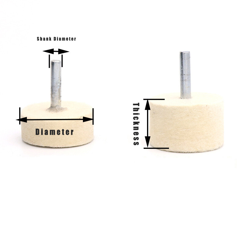 20mm-40mm Wool Felt Polishing Buffing Bob Burr Point Wheel 1/4” Shank for Drill