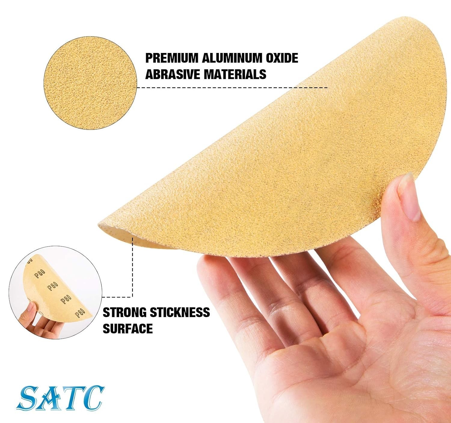 Sanding Discs 6 Inch 80 Grit Adhesive Backed Sandpaper 100pcs for Drill Auto