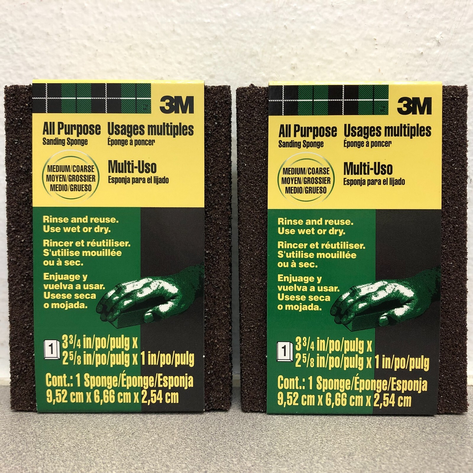3M 909-ESF 3-3/4″ L X 2-5/8″ W X 1″ Coarse/Medium Wet/Dry Sanding Sponge 2 pack