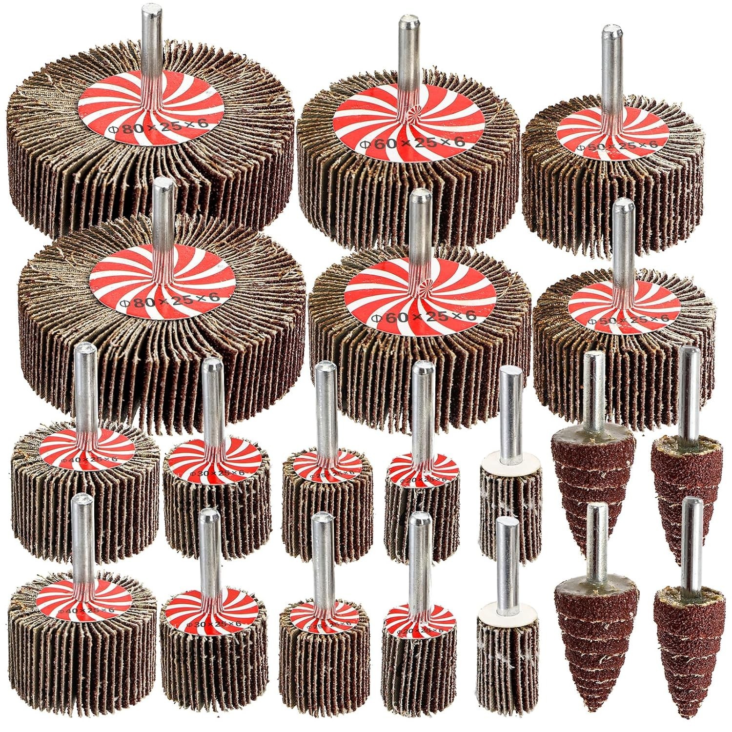 20 Pcs Flap Wheel Sander Set 80 Grit Sanding Wheel for Drill 1/4″ Shank for Meta