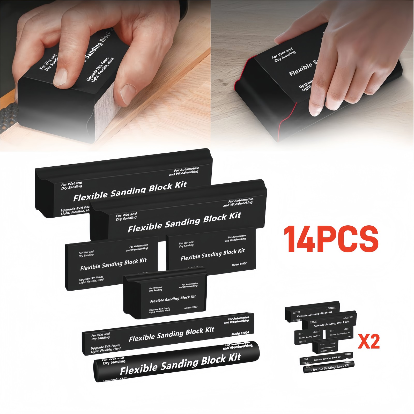 21Pcs Sanding Block Kit Flexible EVA Foam Wet or Dry Various Shapes and Sizes US