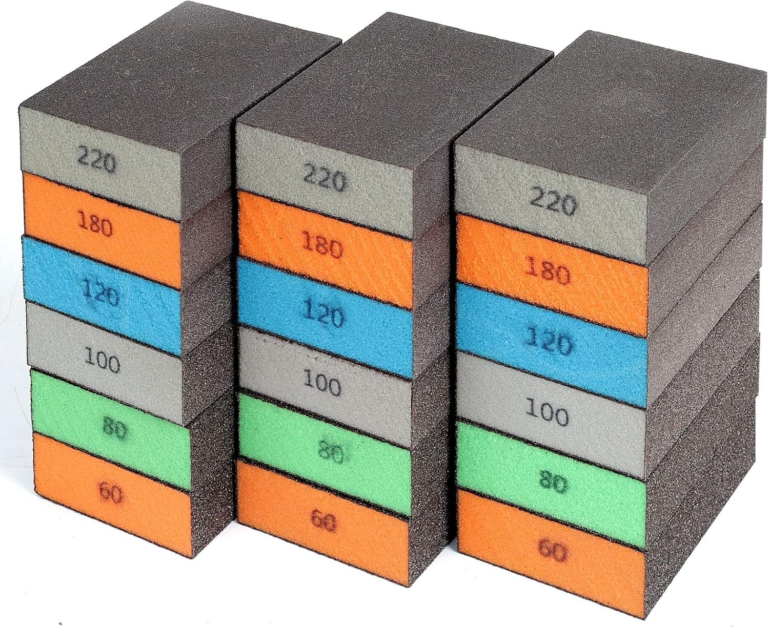 18 Count Assorted Grit Sanding Blocks – Washable & Durable for Multi-Surface Use