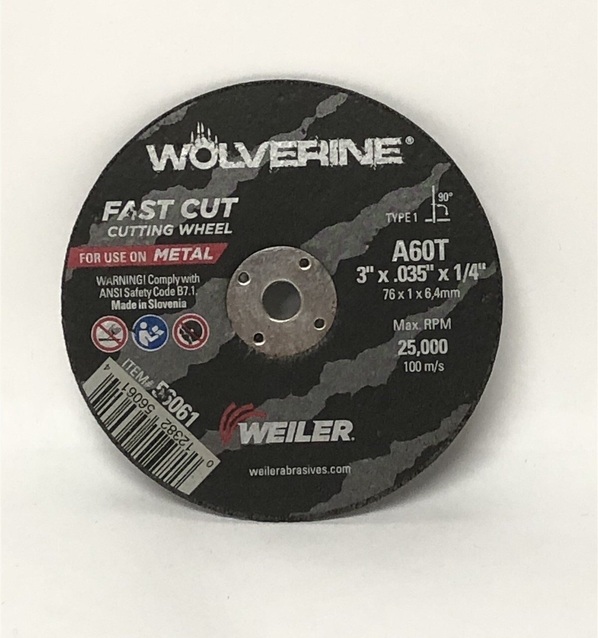 Weiler 56061 Wolverine 3 x .035 x 1/4 in. Type 1 A60T Fast-Cut Wheel