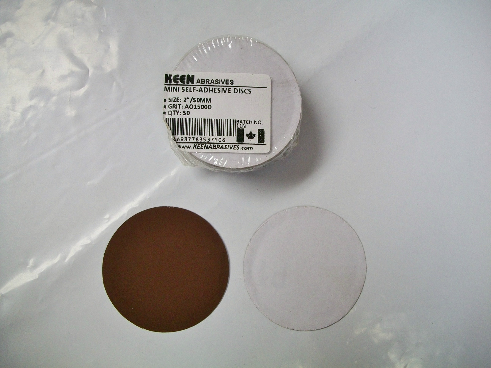 2″ PSA Mini Sanding Discs A/O, No Hole Keen 1,500 Grit – Lot of 50