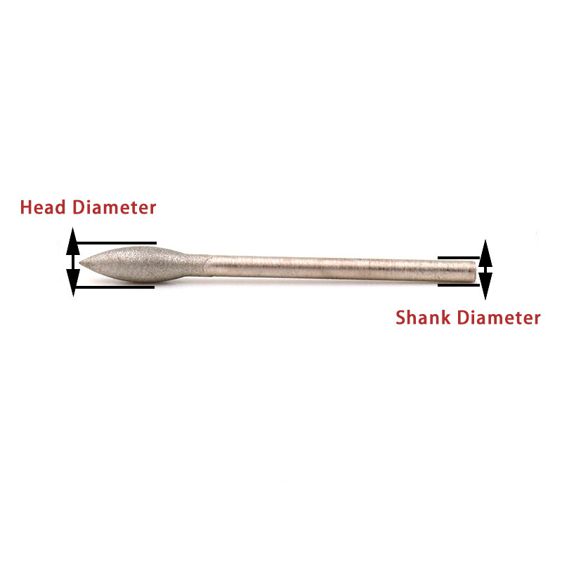2.35mm Shank Diamond Grinding Heads Burr Drill Bits Jade Carving Polishing Tools