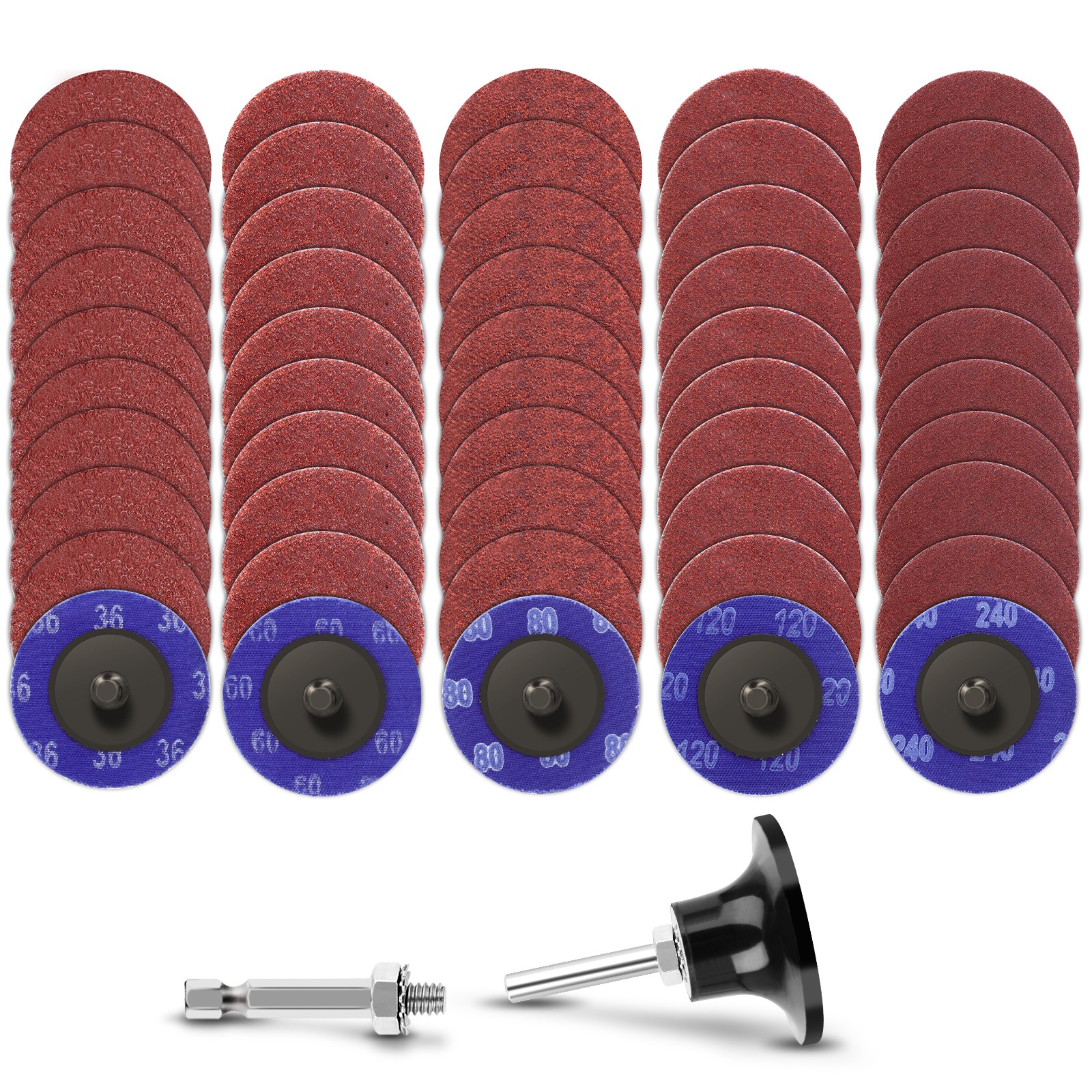 52x 2 inch Roll Lock Die Grinder Quick Change Sanding Disc 36 60 80 120 240 Grit