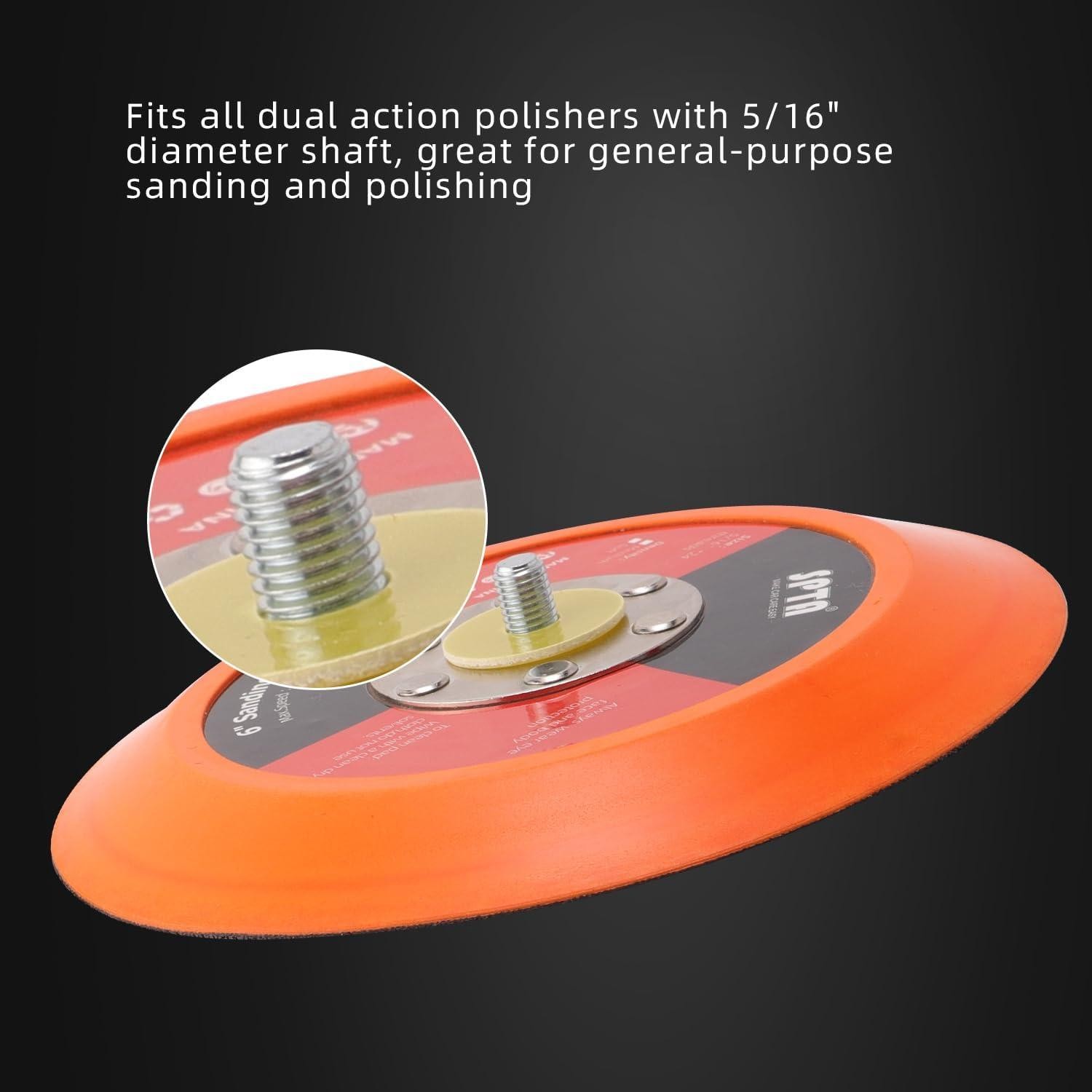 6″(150mm) Backing Pad Hook and Loop Backing Plate 5/16″-24 Thread Da Air Random