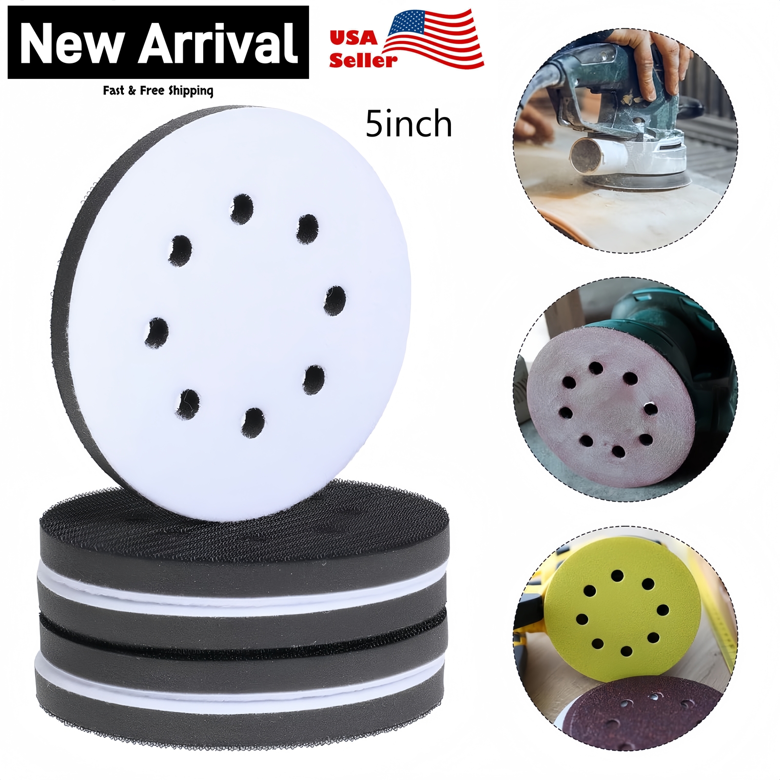 Interface Pads 5 Inch 8 Holes Hook and Loop Sponge Cushion Buffer Backing Pad