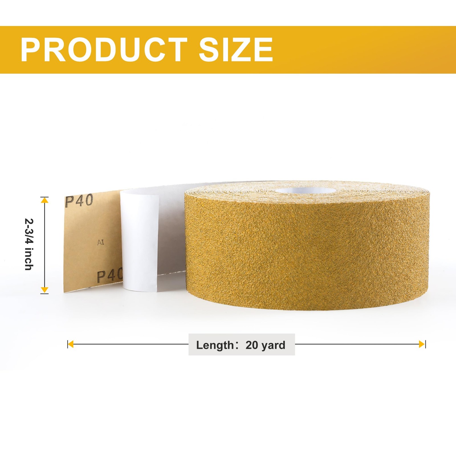 PSA Sandpaper Roll 40-Grit 2-3/4in x 20 Yards Longboard Sandpaper Self Adhesive